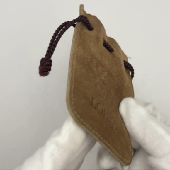 RARE EUC Loewe Logoed Tan Suede Tiny Drawstring Pouch Travel Jewelry - Picture 8 of 15